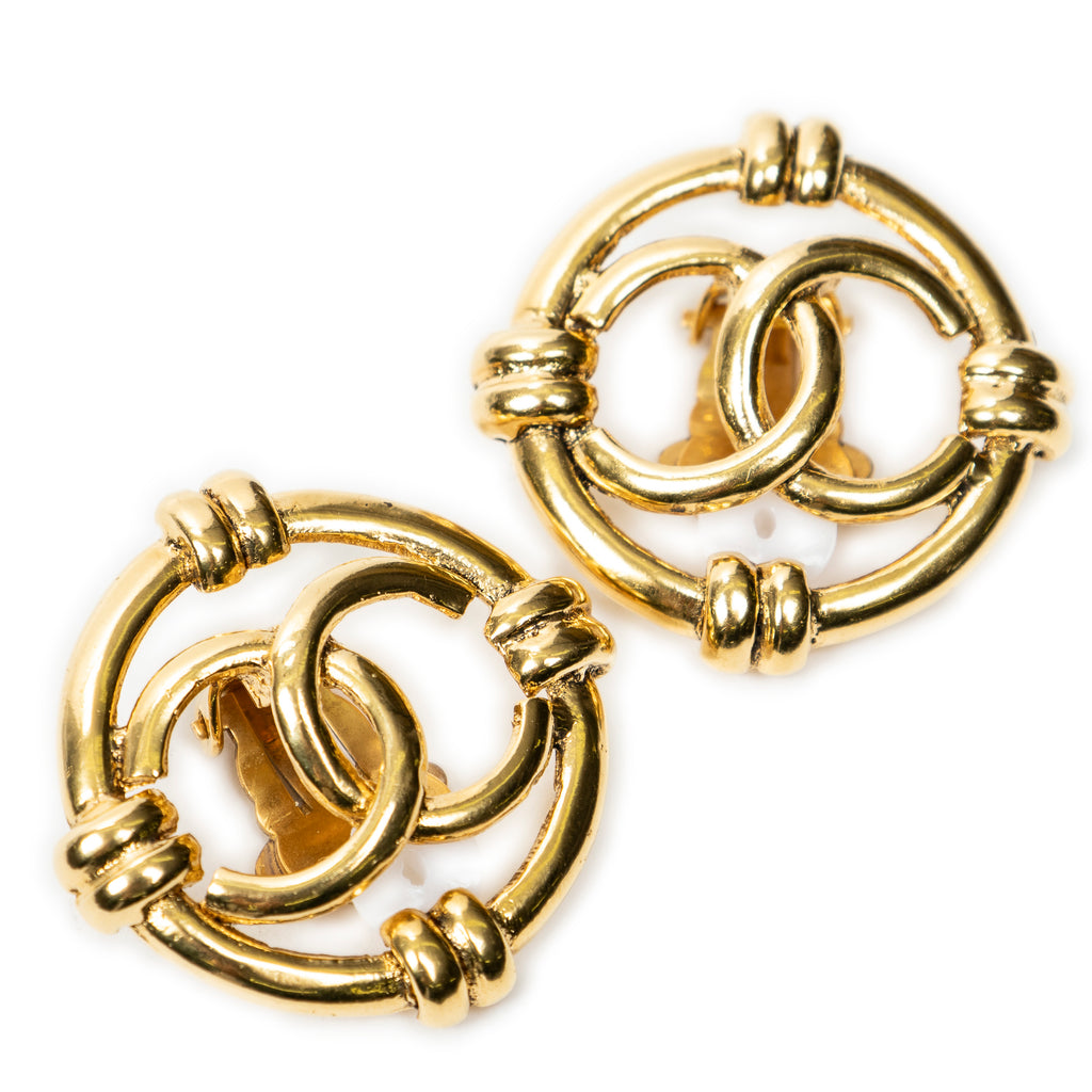 Earrings CC Round Clip On Earrings Gold Gold Plated