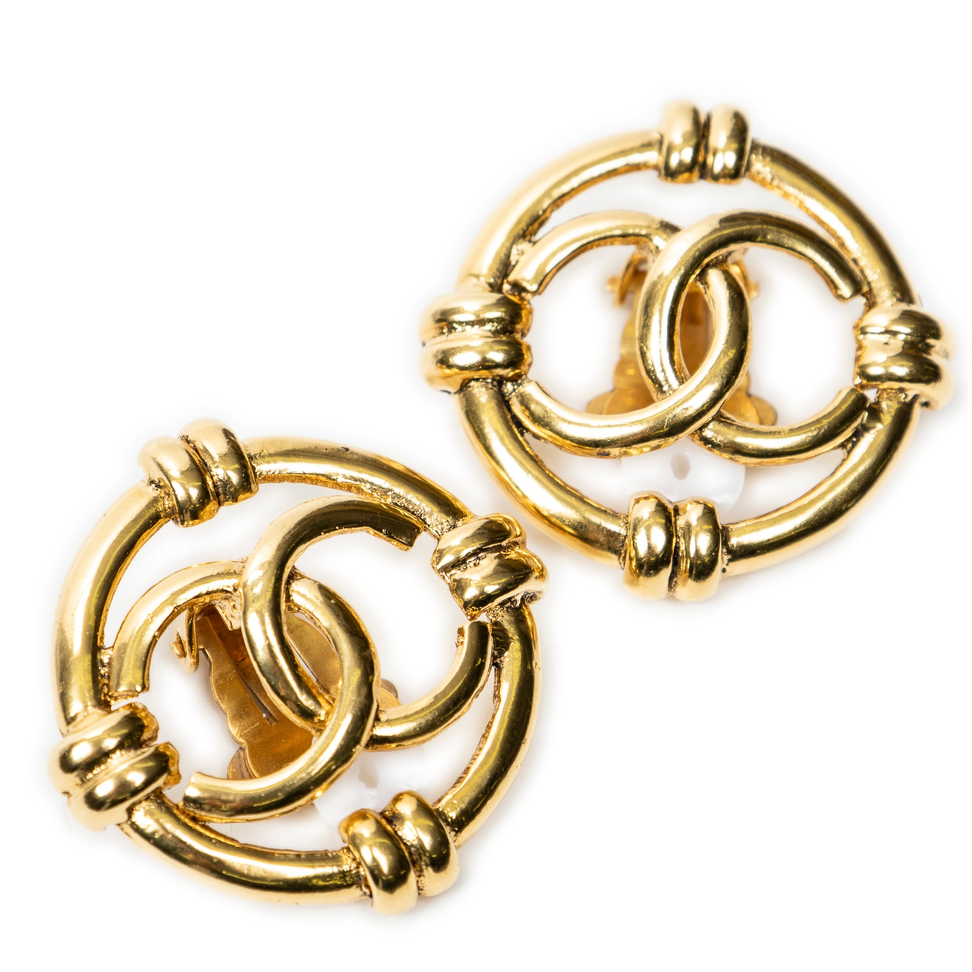 Earrings CC Round Clip On Earrings Gold Gold Plated
