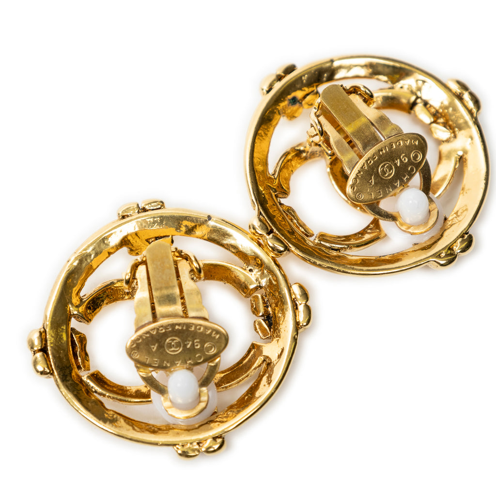 Earrings CC Round Clip On Earrings Gold Gold Plated