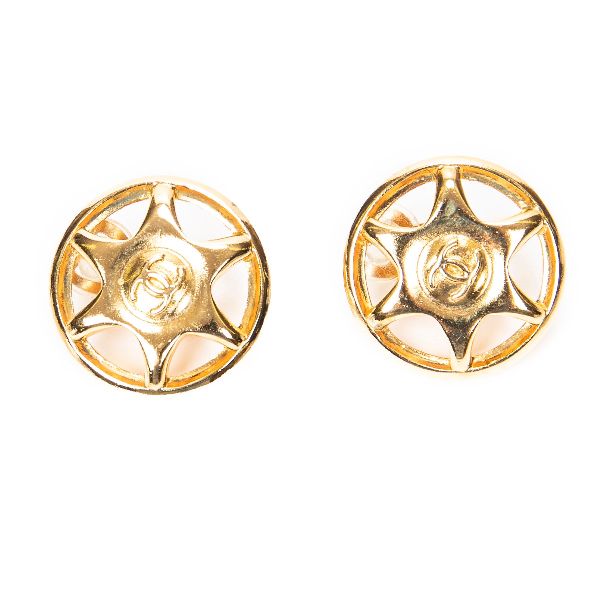 Earrings CC Round Star Clip On Earrings Gold Gold Plated