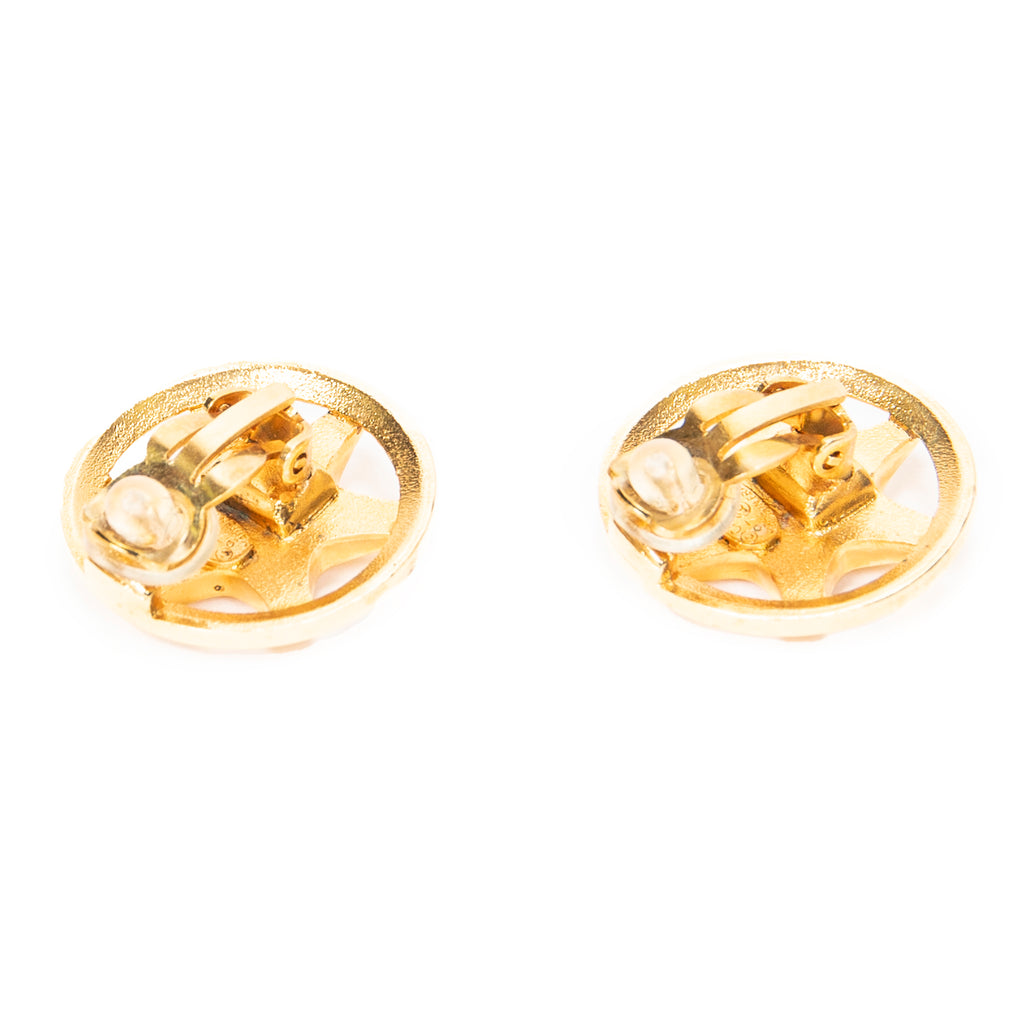 Earrings CC Round Star Clip On Earrings Gold Gold Plated