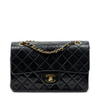 Shoulder Bag Classic Double Flap 23 Black Quilted Lambskin Leather