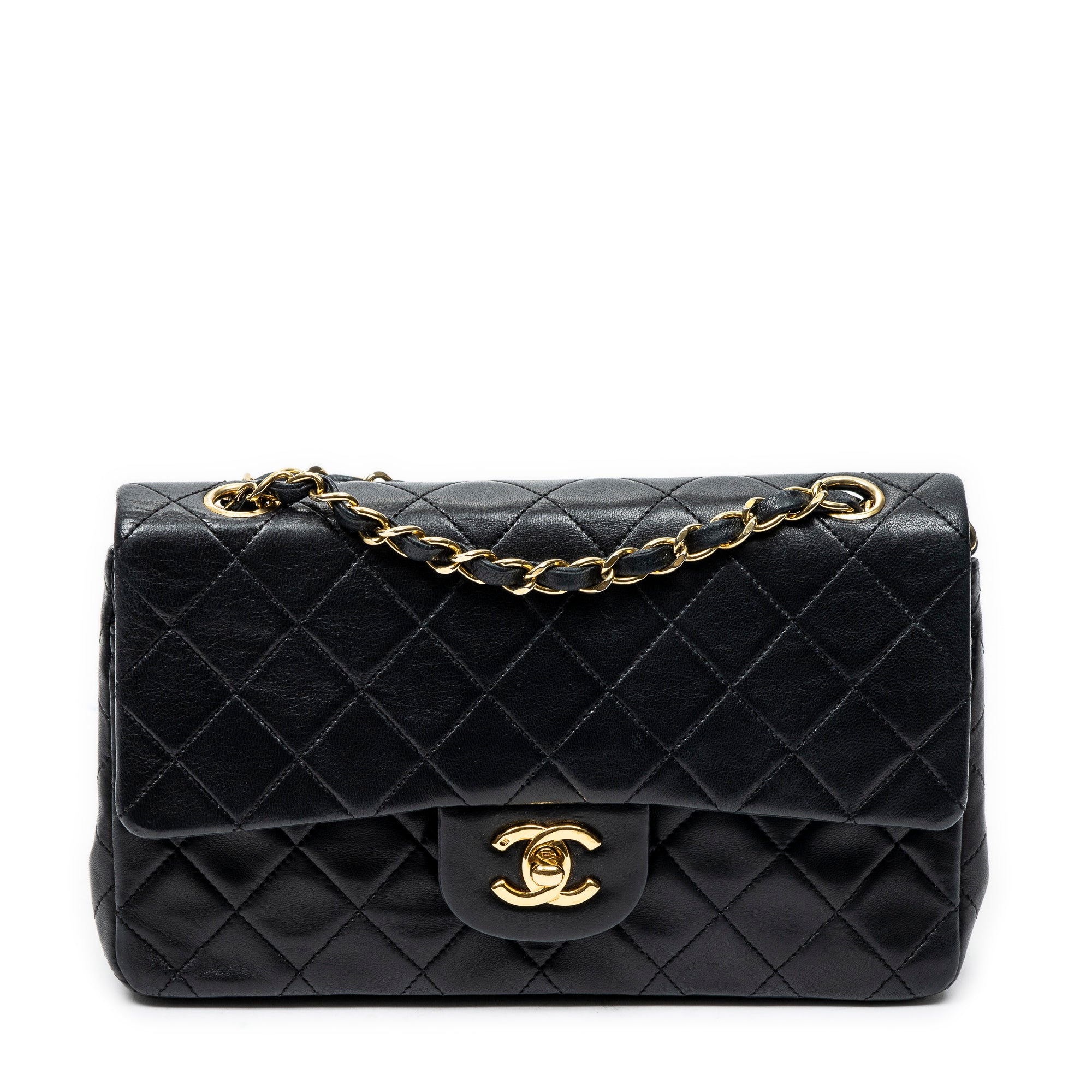 Shoulder Bag Classic Double Flap 23 Black Quilted Lambskin Leather