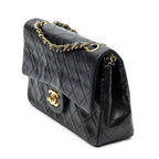 Shoulder Bag Classic Double Flap 23 Black Quilted Lambskin Leather