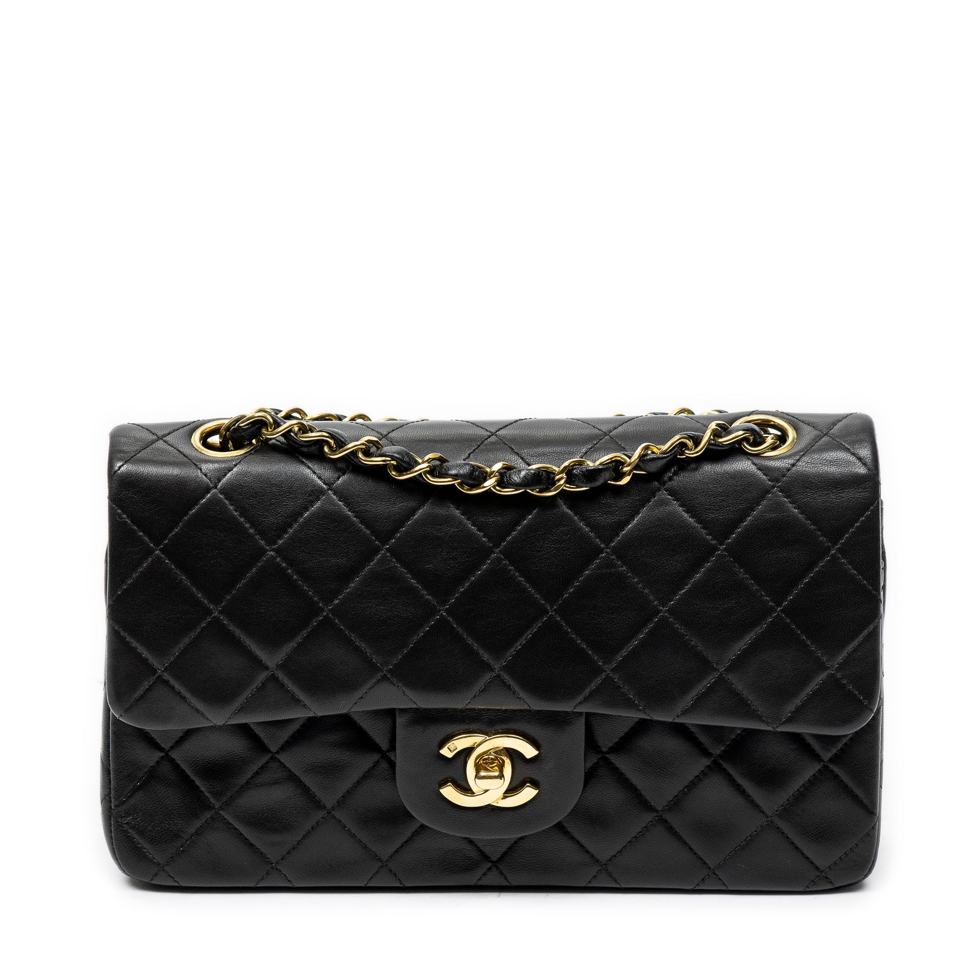 Shoulder Bag Classic Double Flap 23 Black Quilted Lambskin Leather