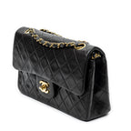 Shoulder Bag Classic Double Flap 23 Black Quilted Lambskin Leather
