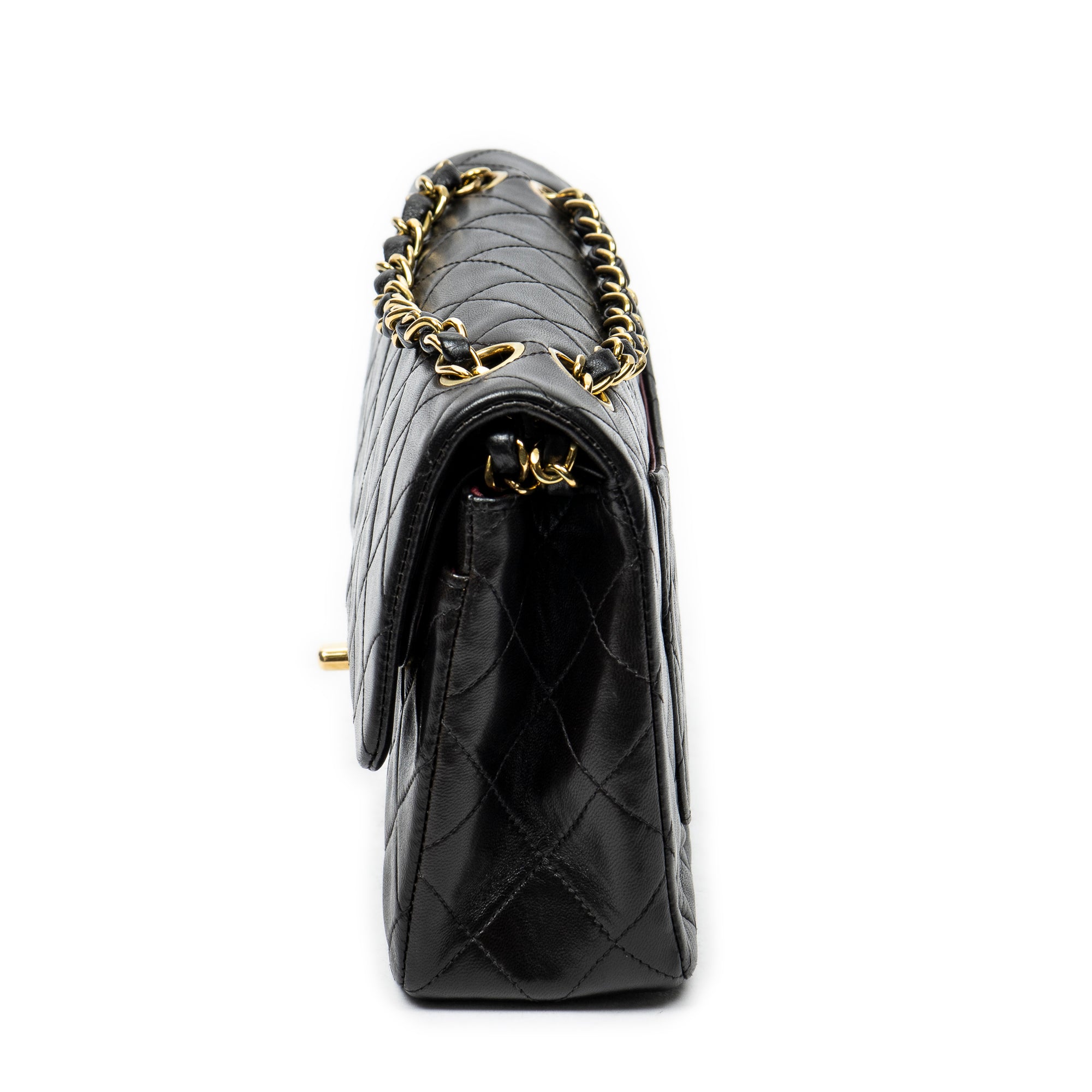 Shoulder Bag Classic Double Flap 23 Black Quilted Lambskin Leather