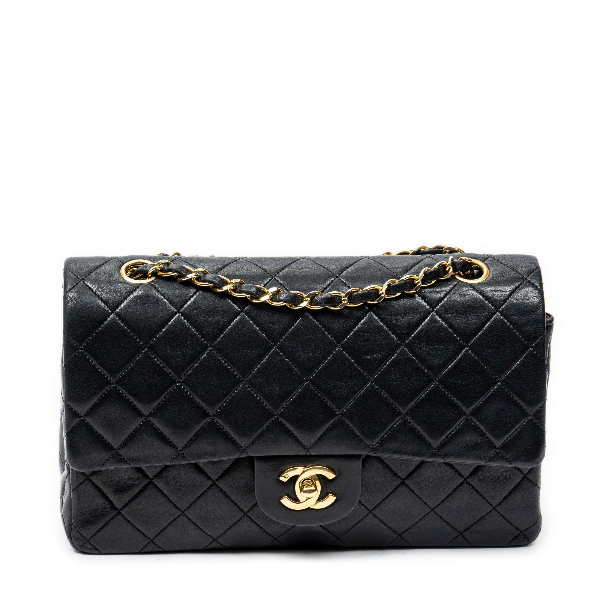 Shoulder Bag Classic Double Flap 26 Black Quilted Lambskin Leather