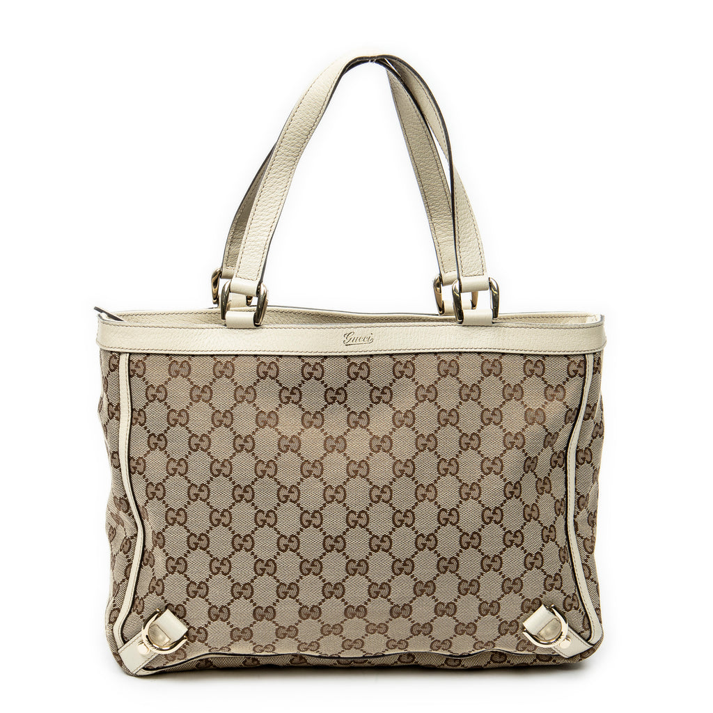 Shoulder Bag Medium Abbey D-Ring Tote Ivory Monogrammed Canvas
