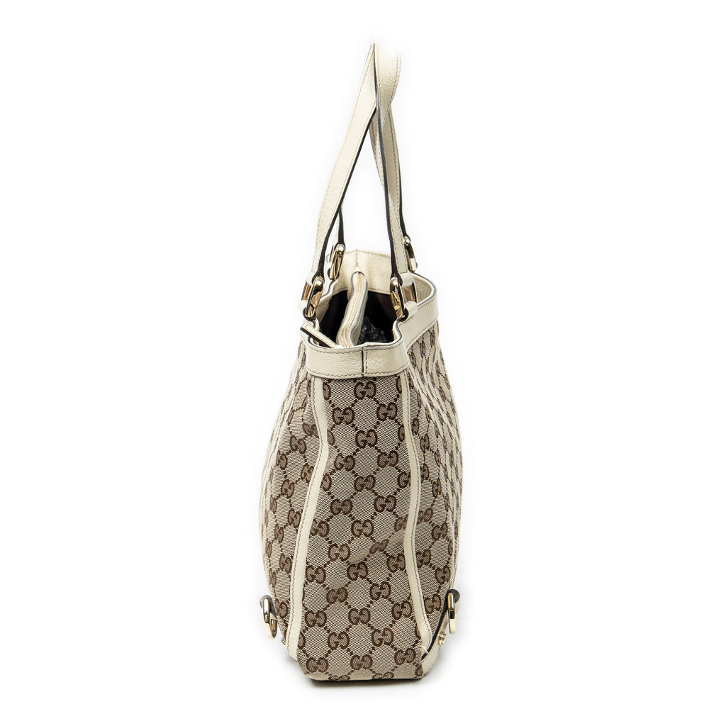 Shoulder Bag Medium Abbey D-Ring Tote Ivory Monogrammed Canvas