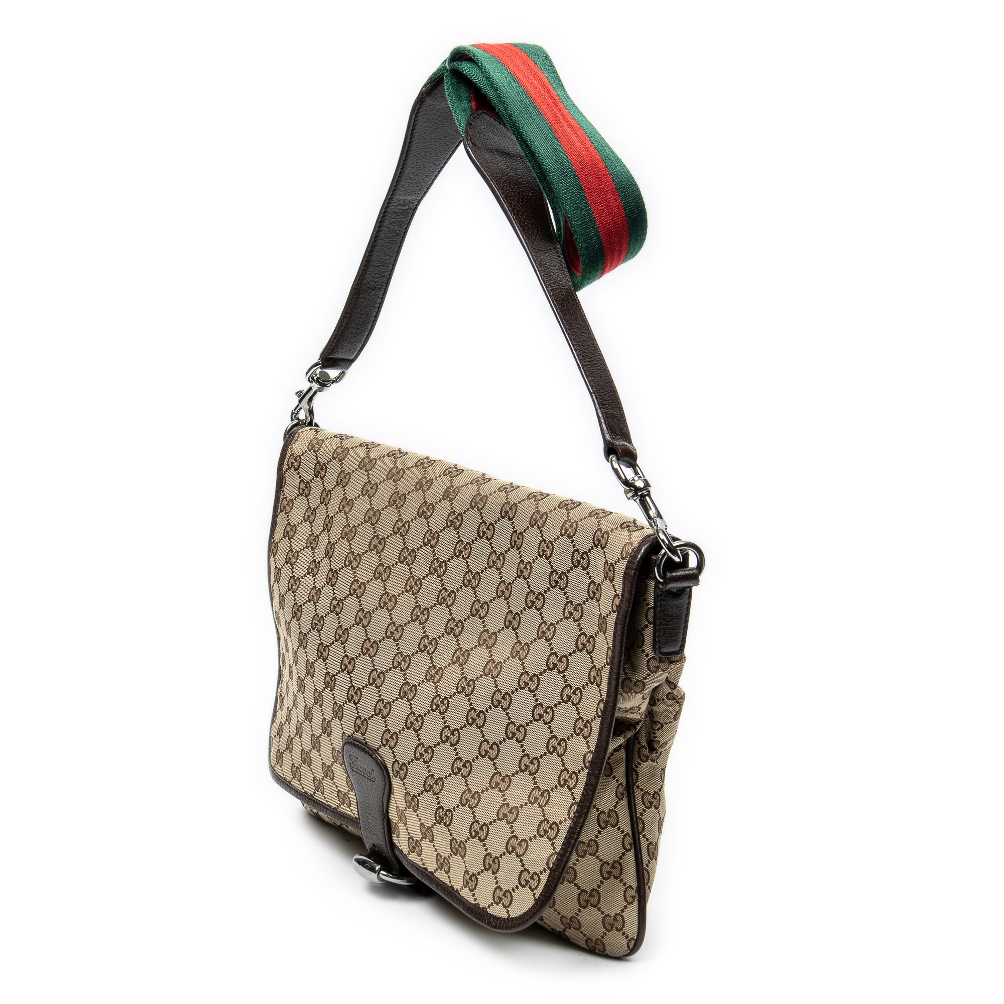 Shoulder Bag Large Flap Messenger Brown Monogrammed Canvas