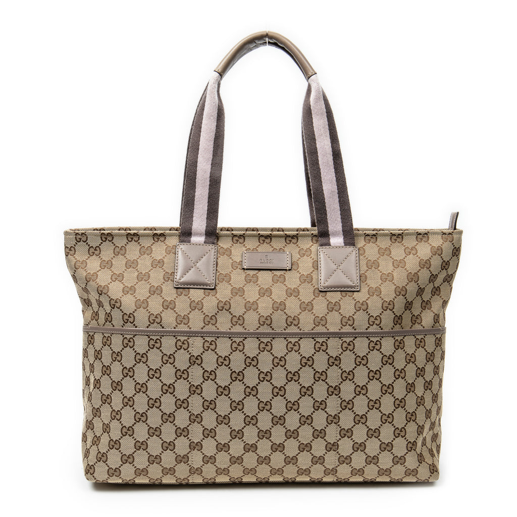 Sac à Bandoulière Web Large Sac à Langer Toile Monogrammée Taupe