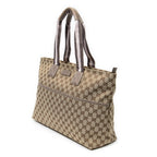 Shoulder Bag Web Large Diaper Tote Taupe Monogrammed Canvas