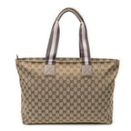 Shoulder Bag Web Large Diaper Tote Taupe Monogrammed Canvas