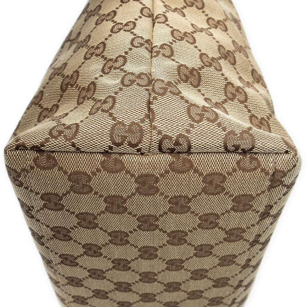 Shoulder Bag Web Large Diaper Tote Taupe Monogrammed Canvas