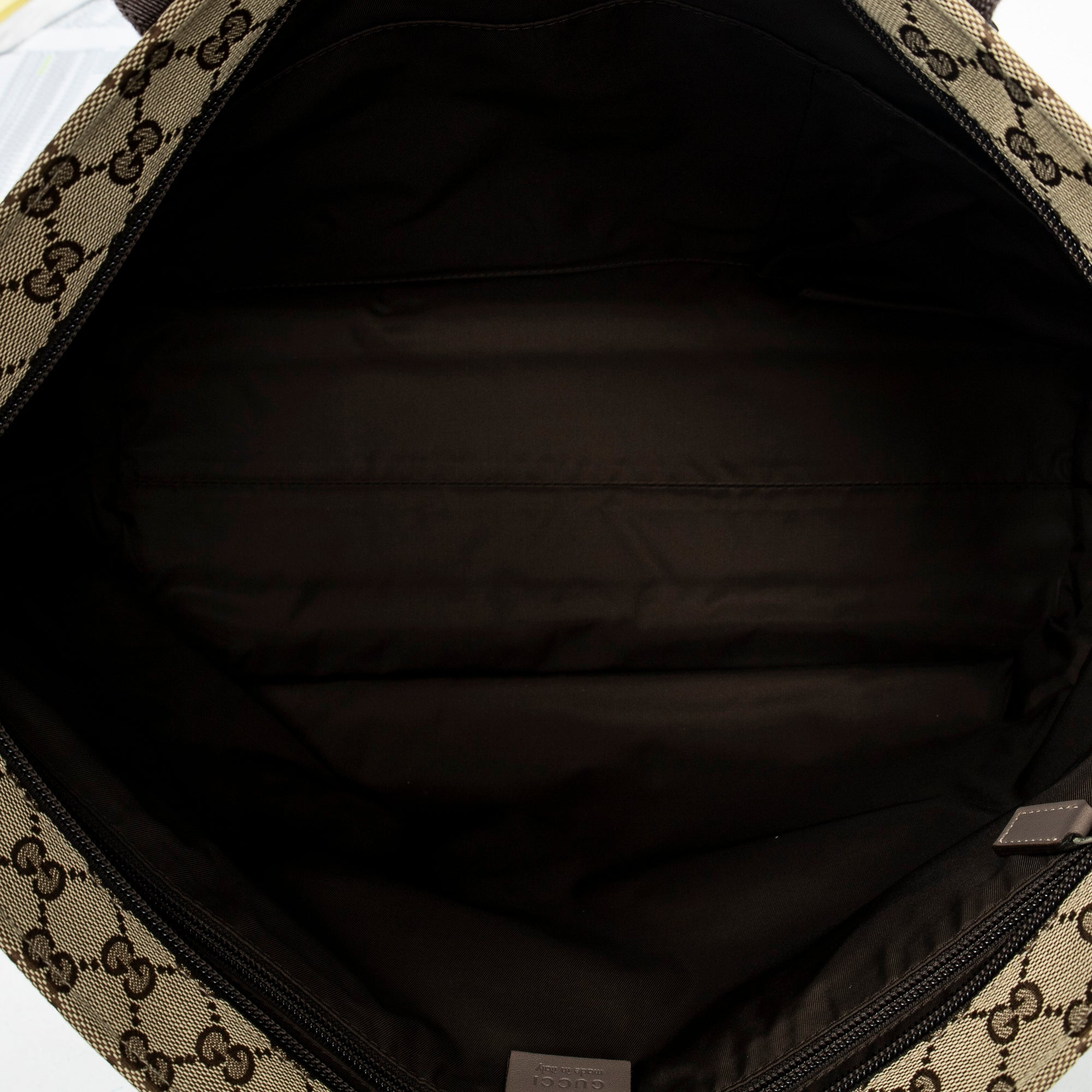 Shoulder Bag Web Large Diaper Tote Taupe Monogrammed Canvas