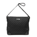 Shoulder Bag Zip Messenger Black Monogrammed Canvas