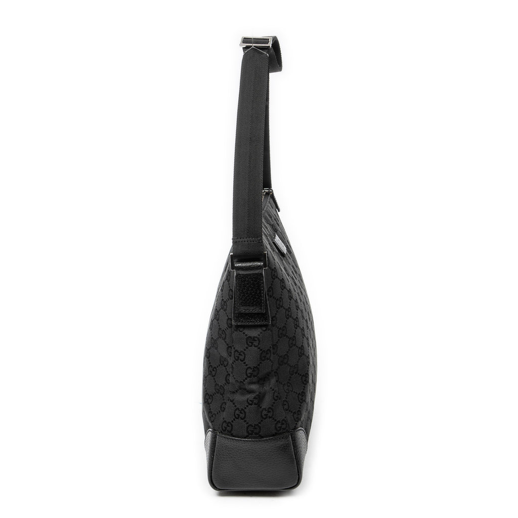 Shoulder Bag Zip Messenger Black Monogrammed Canvas