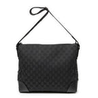 Shoulder Bag Zip Messenger Black Monogrammed Canvas