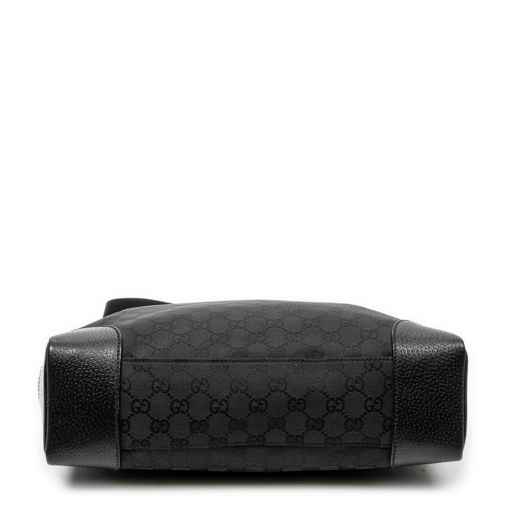 Shoulder Bag Zip Messenger Black Monogrammed Canvas