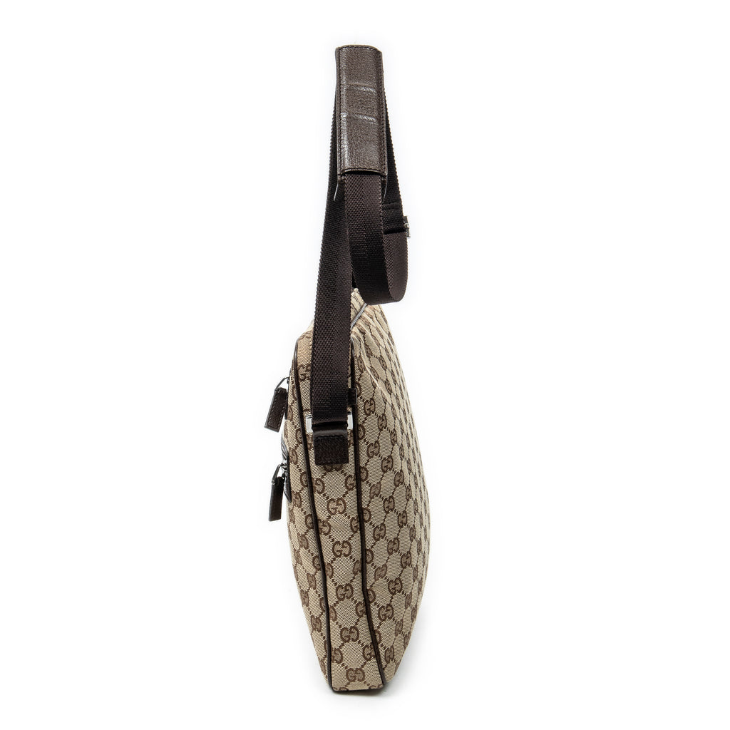 Shoulder Bag Front Pocket Messenger Brown Monogrammed Canvas