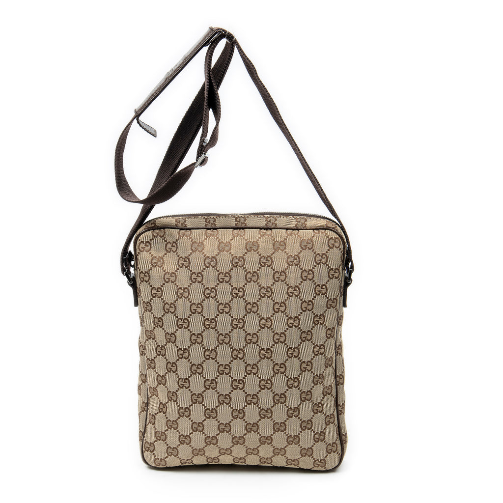Shoulder Bag Front Pocket Messenger Brown Monogrammed Canvas