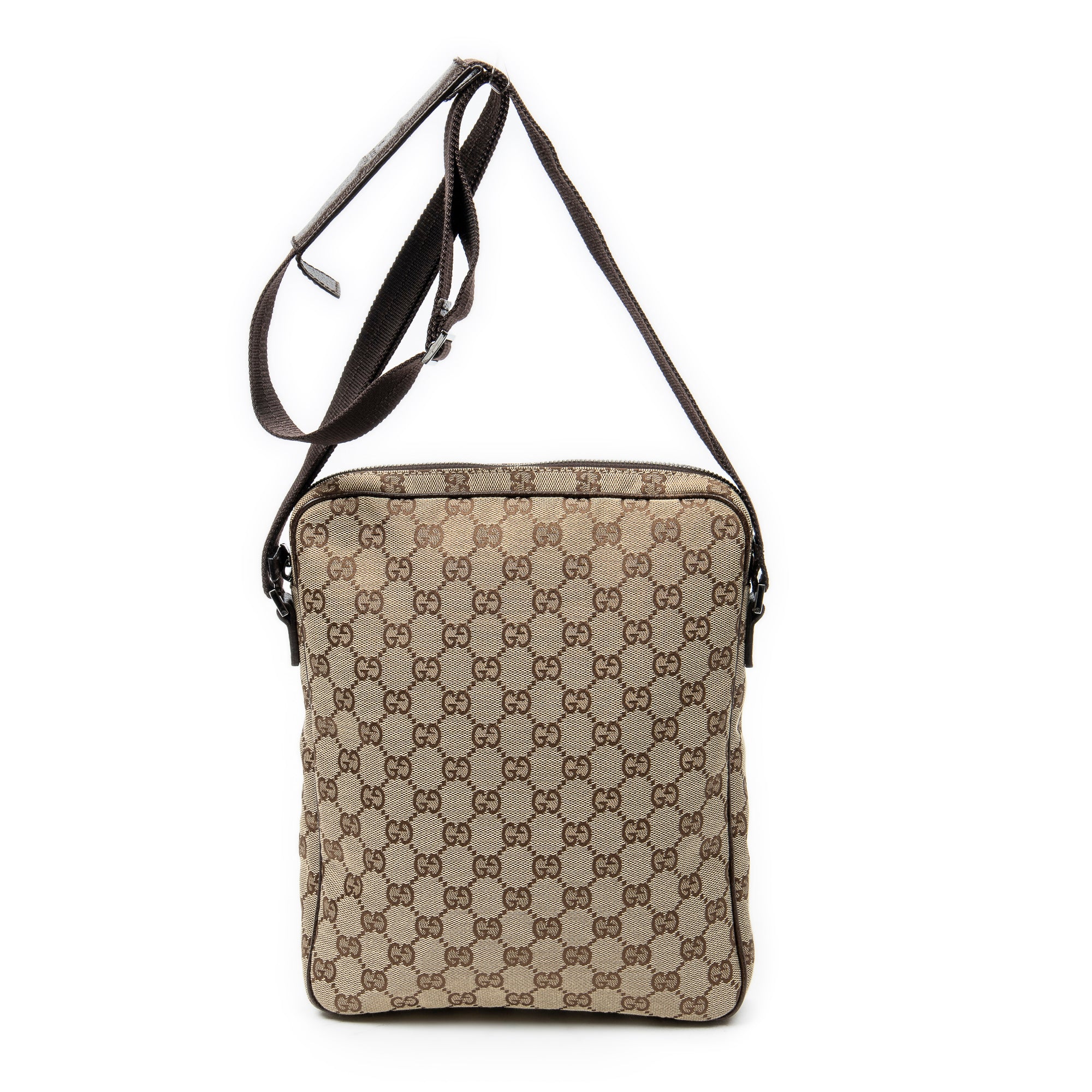 Shoulder Bag Front Pocket Messenger Brown Monogrammed Canvas