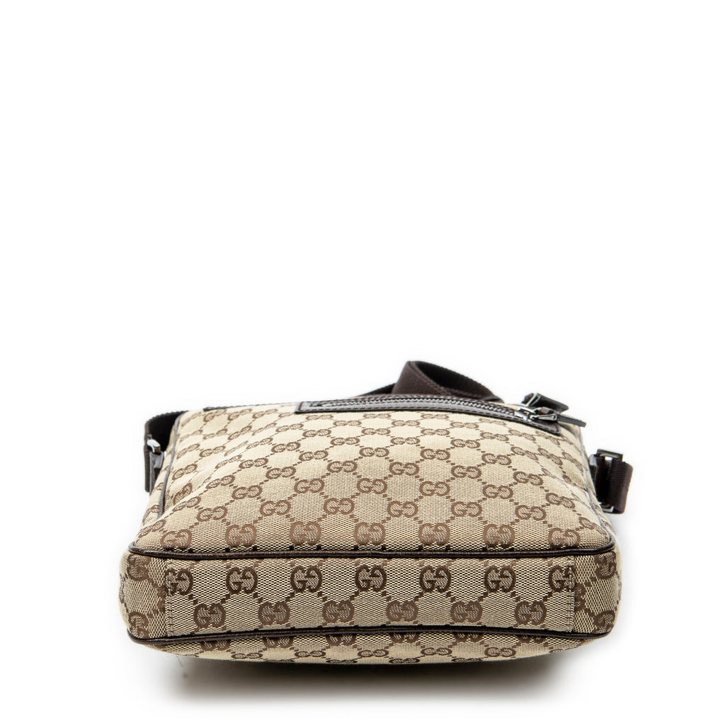 Shoulder Bag Front Pocket Messenger Brown Monogrammed Canvas