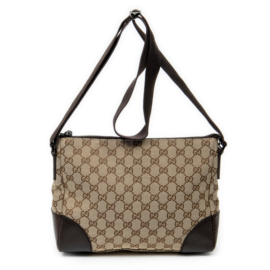 Sac à bandoulière Joy Messenger en toile monogrammée marron