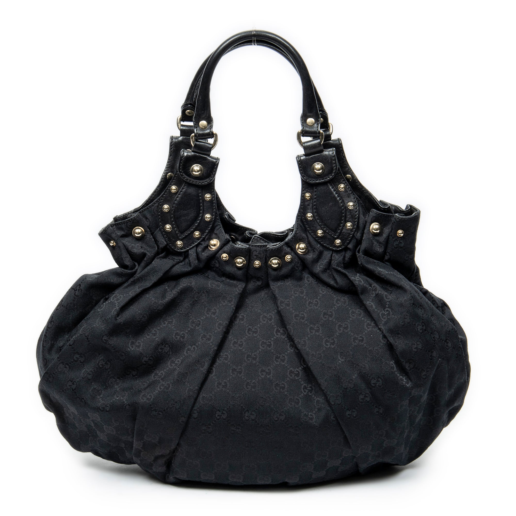 Shoulder Bag Large Studded Pelham Tote Black Monogrammed Canvas