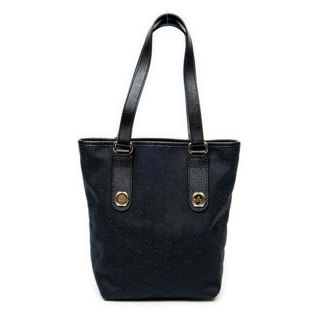 Shoulder Bag Charmy Bucket Tote Black Monogrammed Canvas