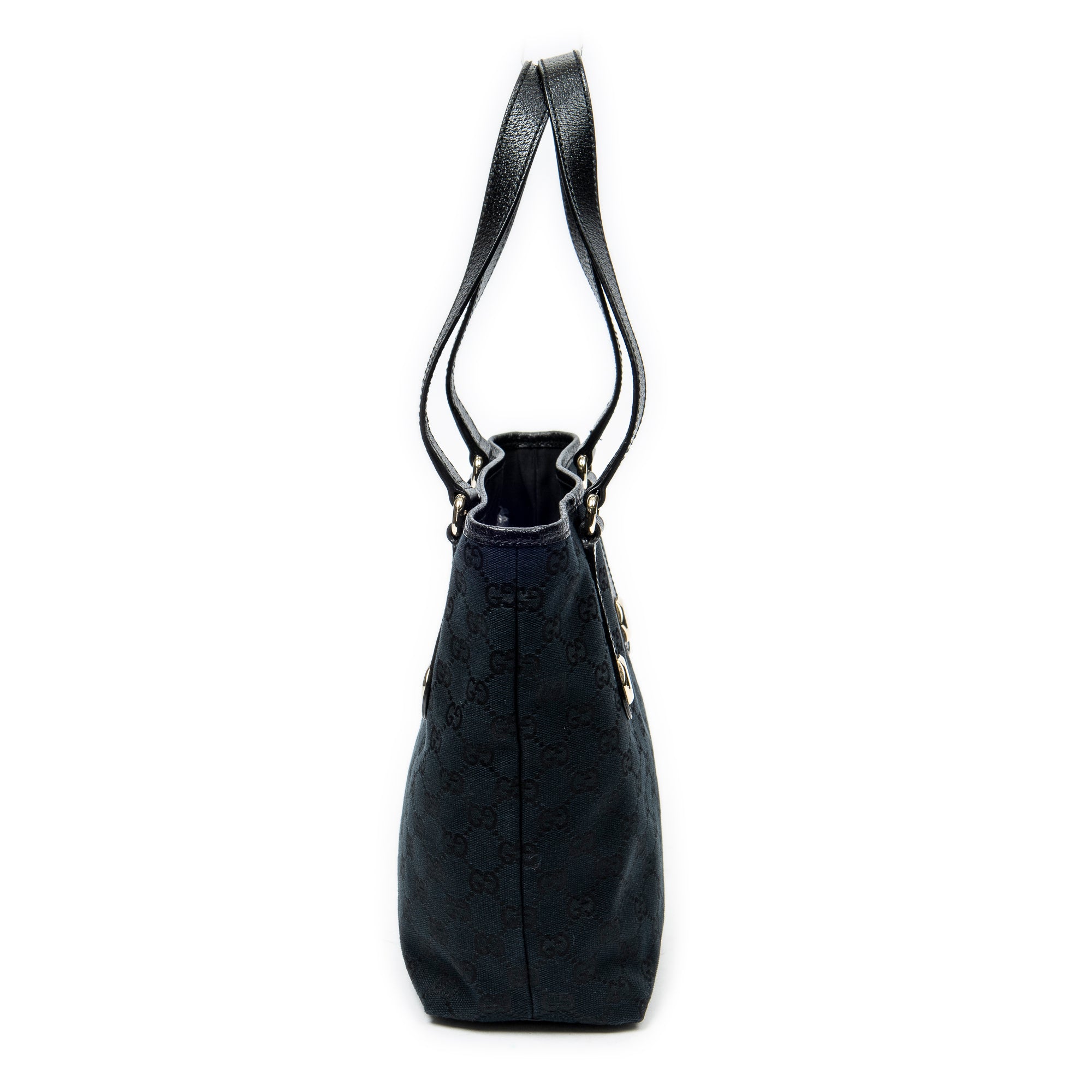 Shoulder Bag Charmy Bucket Tote Black Monogrammed Canvas