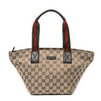 Shoulder Bag Small Web Trapeze Tote Brown Monogrammed Canvas