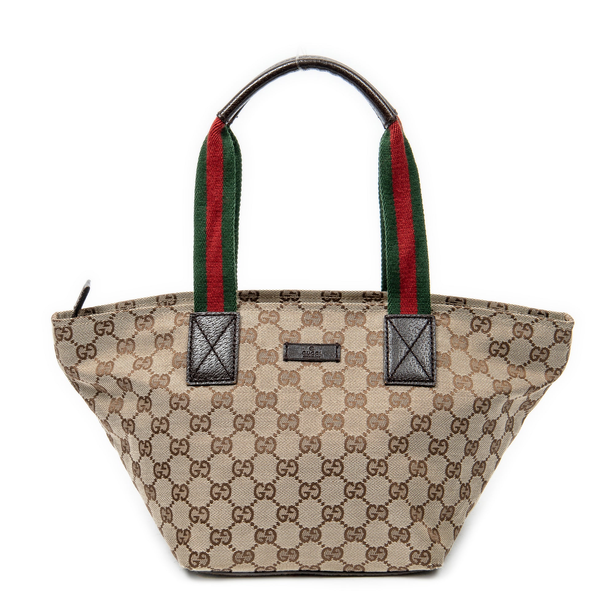 Shoulder Bag Small Web Trapeze Tote Brown Monogrammed Canvas