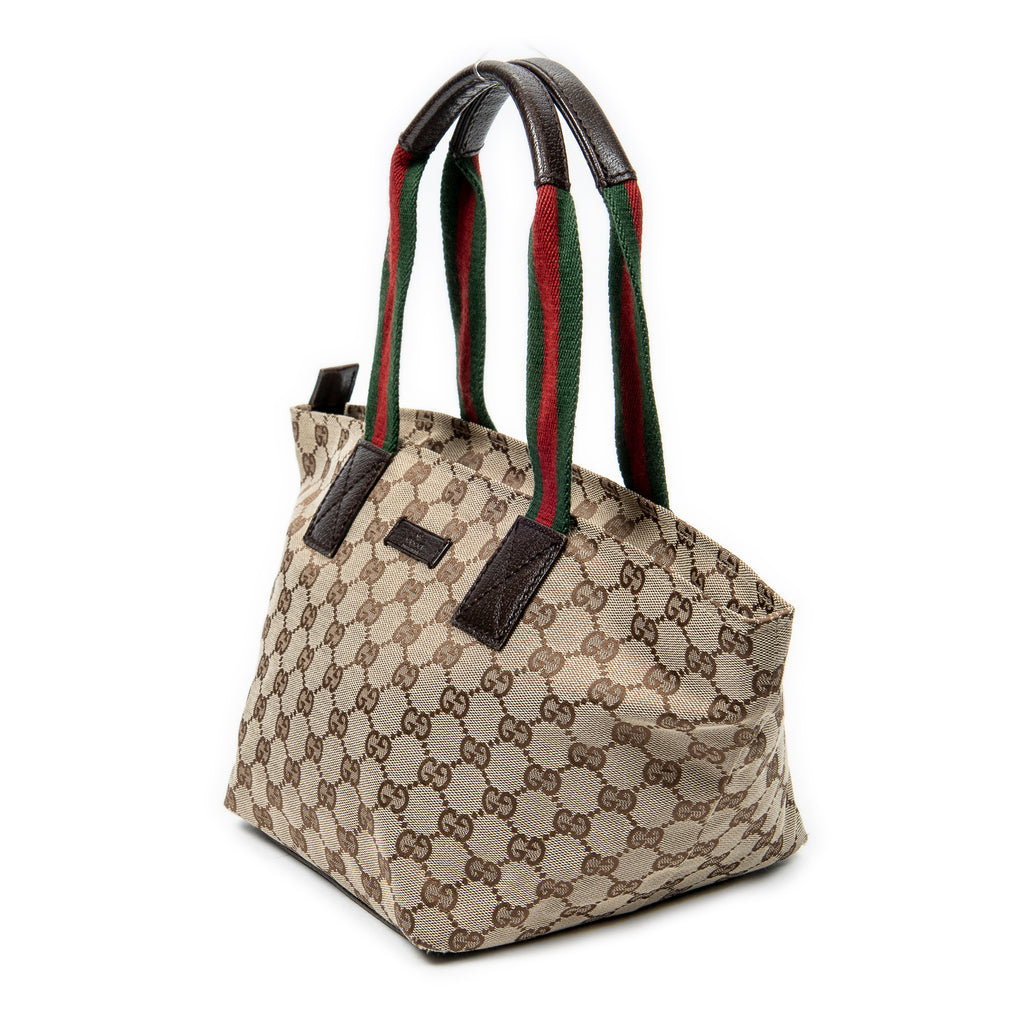 Shoulder Bag Small Web Trapeze Tote Brown Monogrammed Canvas