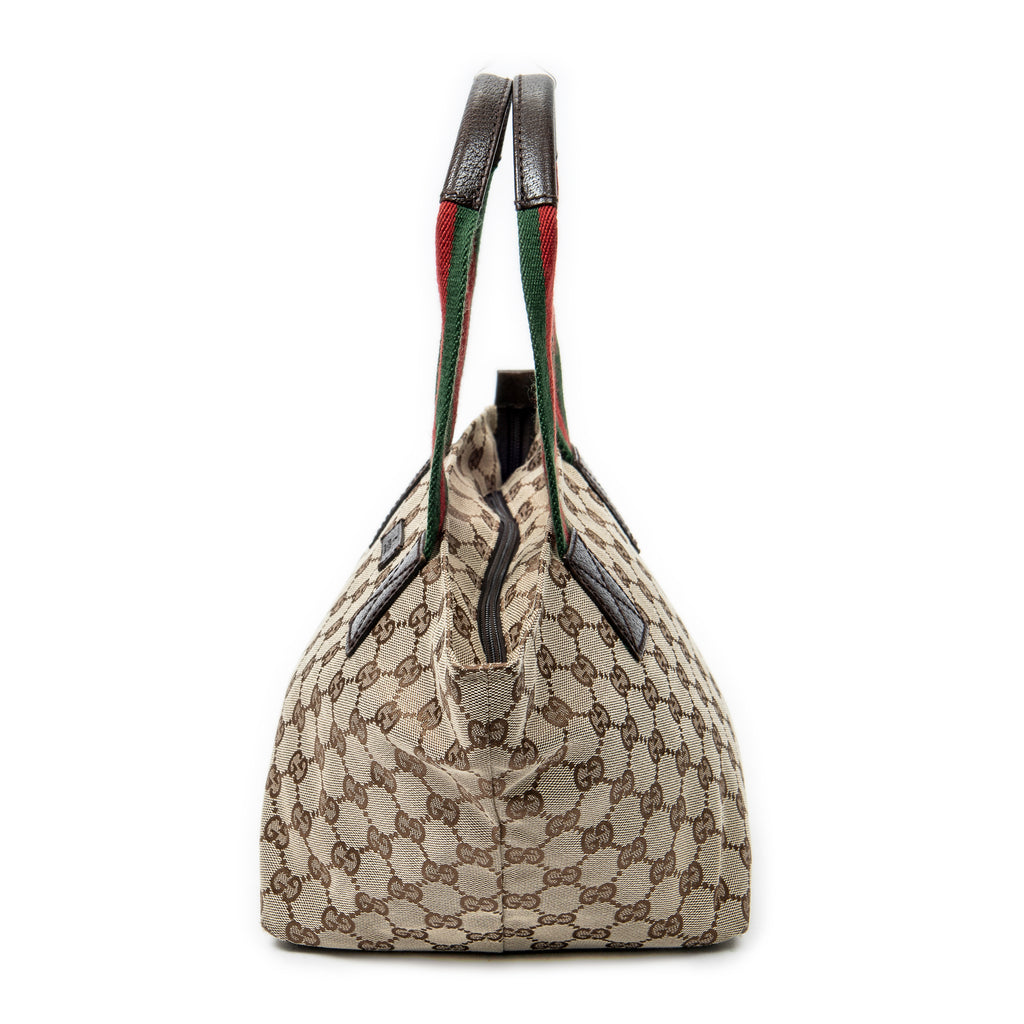 Shoulder Bag Small Web Trapeze Tote Brown Monogrammed Canvas