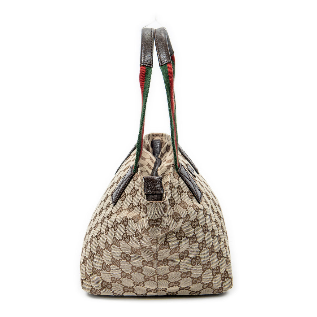 Shoulder Bag Small Web Trapeze Tote Brown Monogrammed Canvas