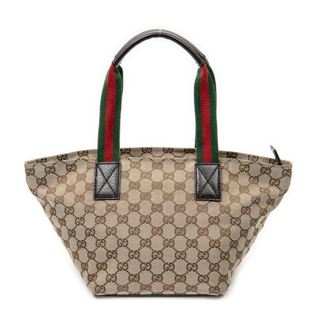 Shoulder Bag Small Web Trapeze Tote Brown Monogrammed Canvas