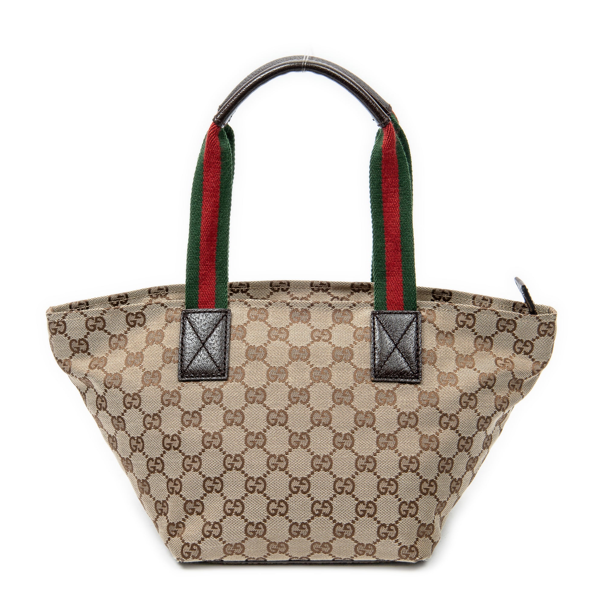 Shoulder Bag Small Web Trapeze Tote Brown Monogrammed Canvas