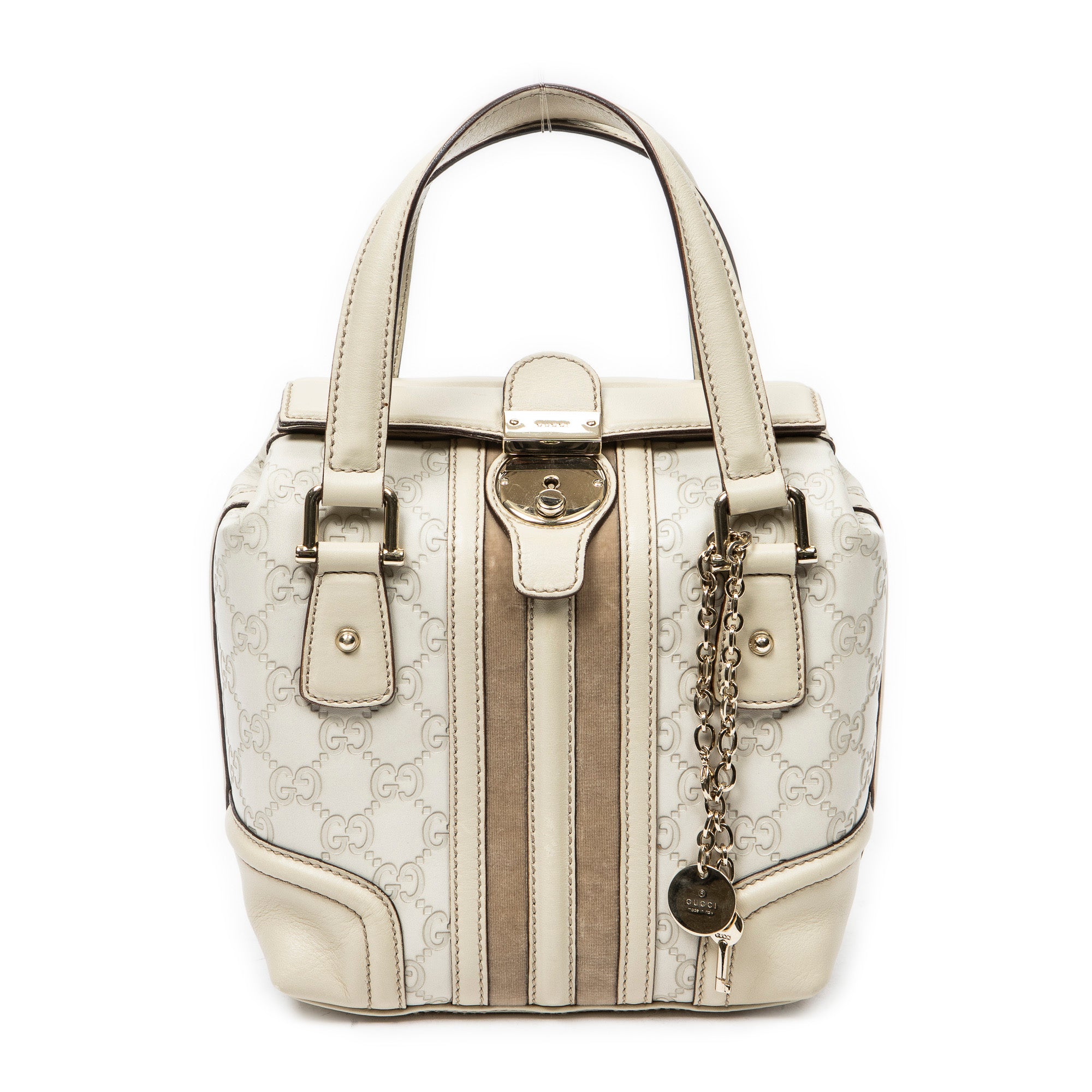 Shoulder Bag Web Treasure Boston Ivory Guccissima Leather