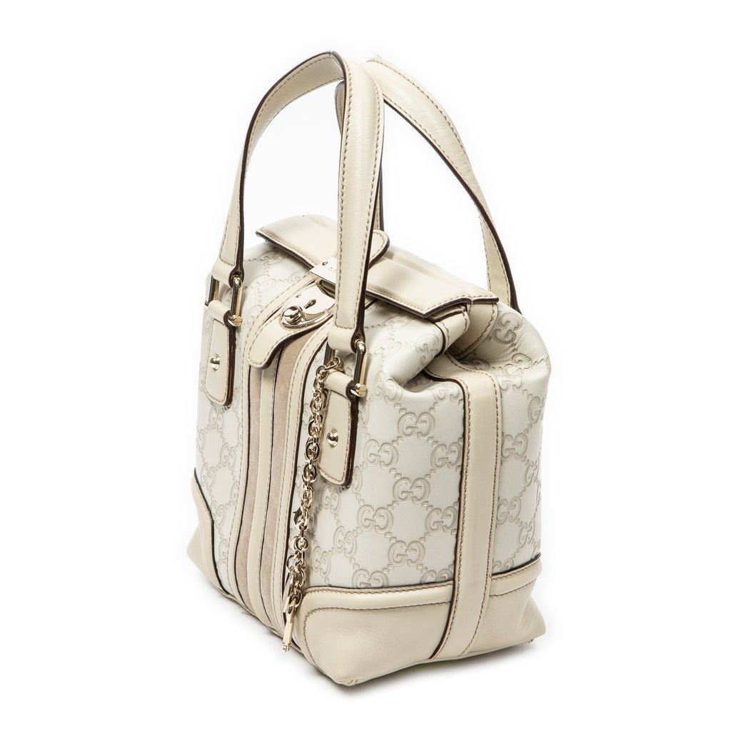 Shoulder Bag Web Treasure Boston Ivory Guccissima Leather