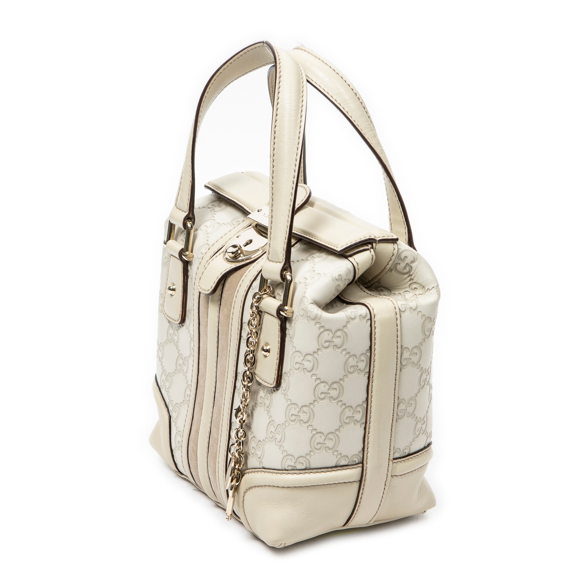 Shoulder Bag Web Treasure Boston Ivory Guccissima Leather