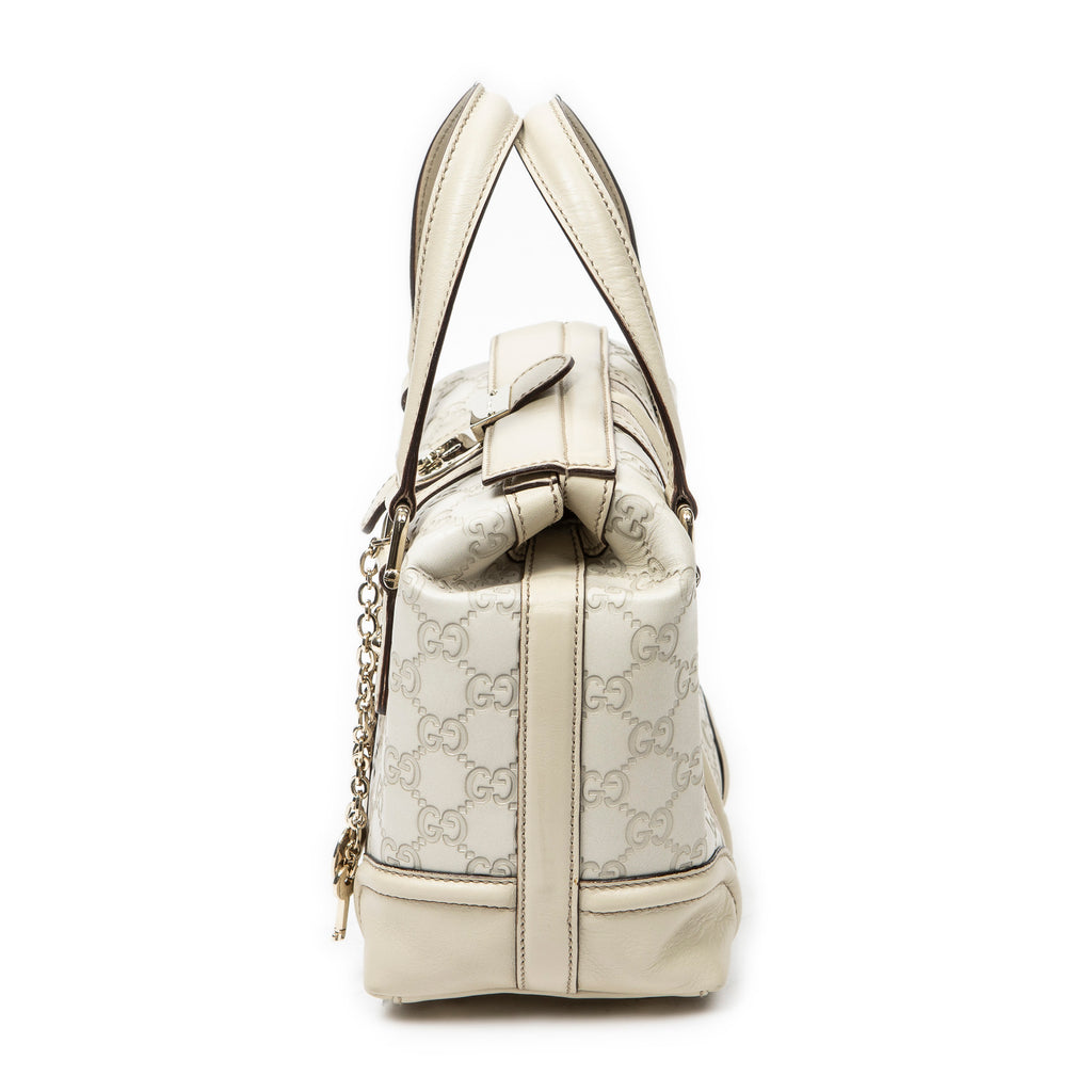 Shoulder Bag Web Treasure Boston Ivory Guccissima Leather