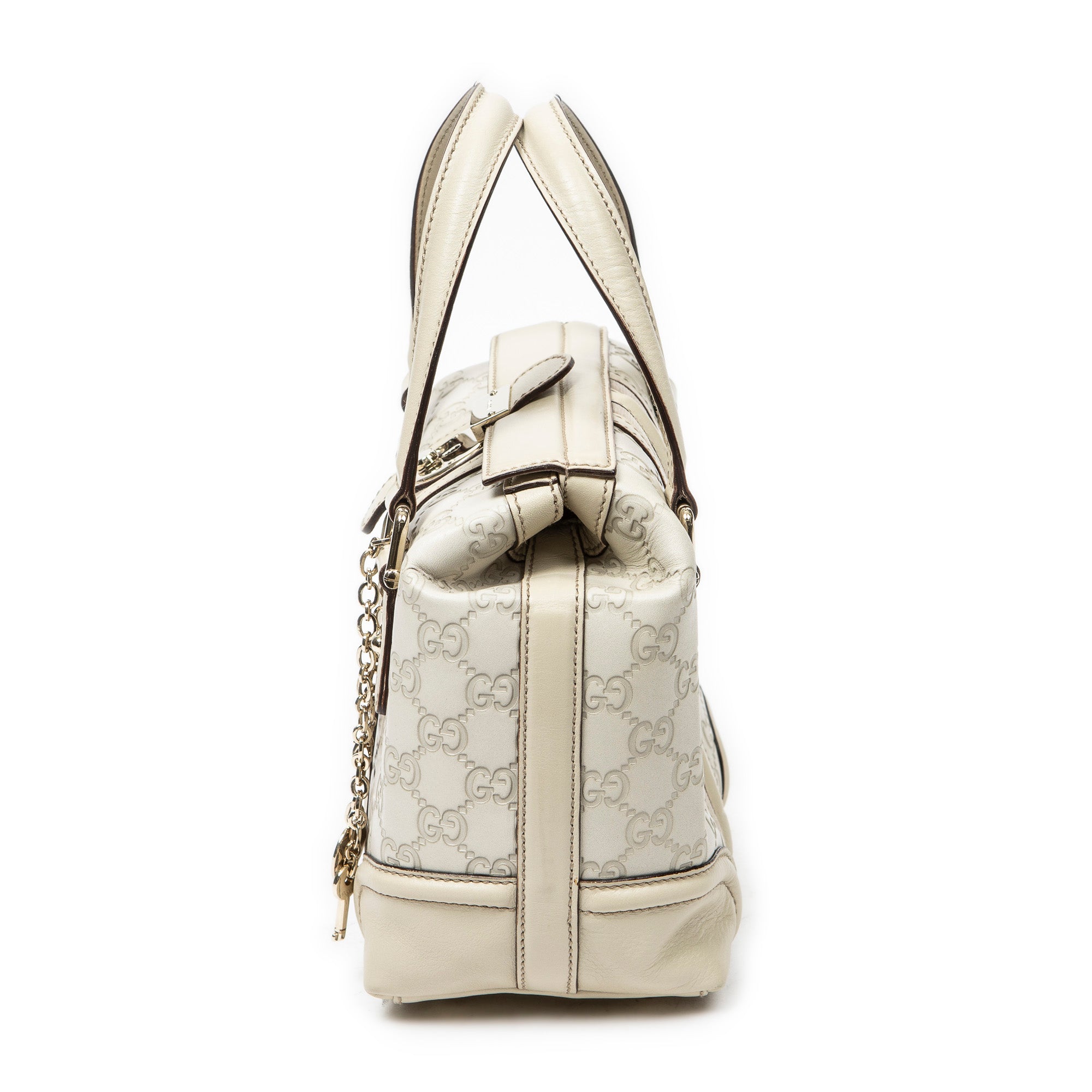 Shoulder Bag Web Treasure Boston Ivory Guccissima Leather