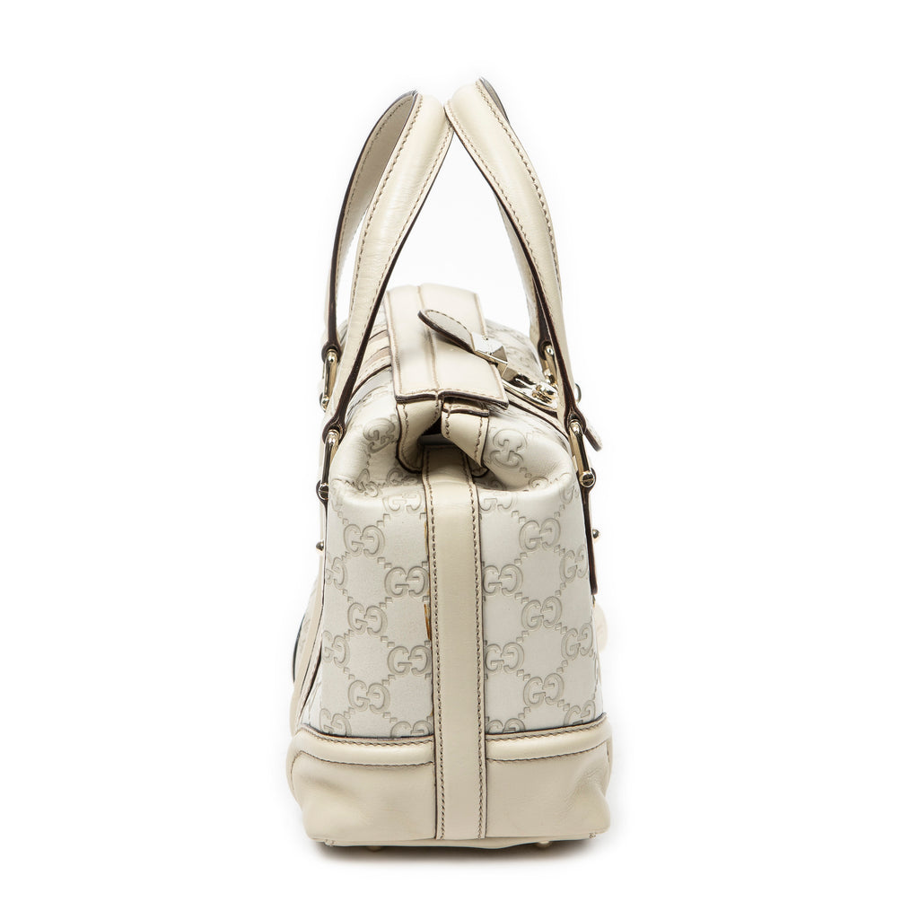 Shoulder Bag Web Treasure Boston Ivory Guccissima Leather