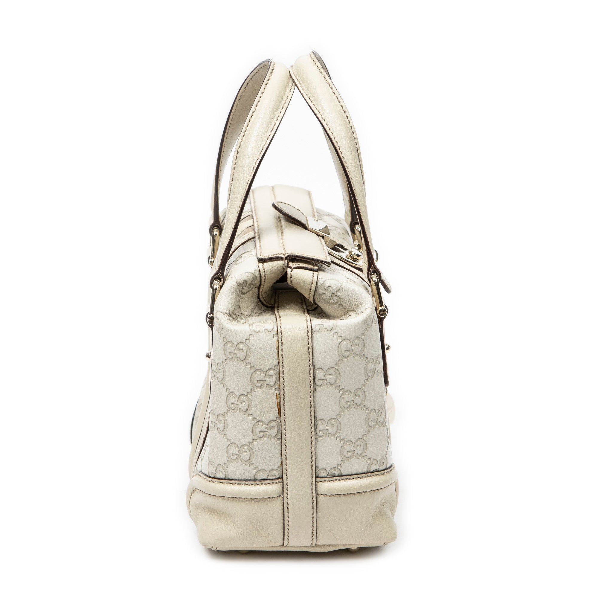 Shoulder Bag Web Treasure Boston Ivory Guccissima Leather