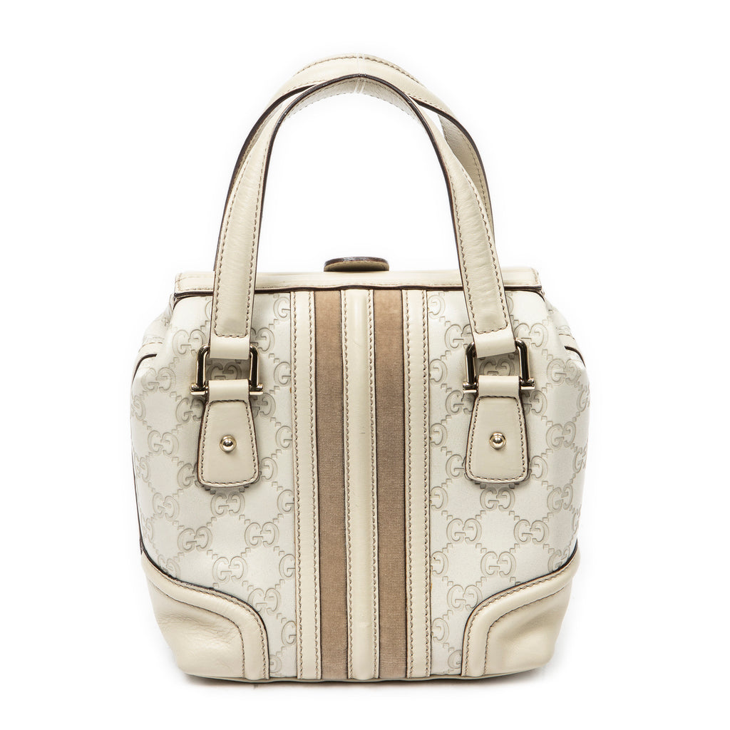 Shoulder Bag Web Treasure Boston Ivory Guccissima Leather