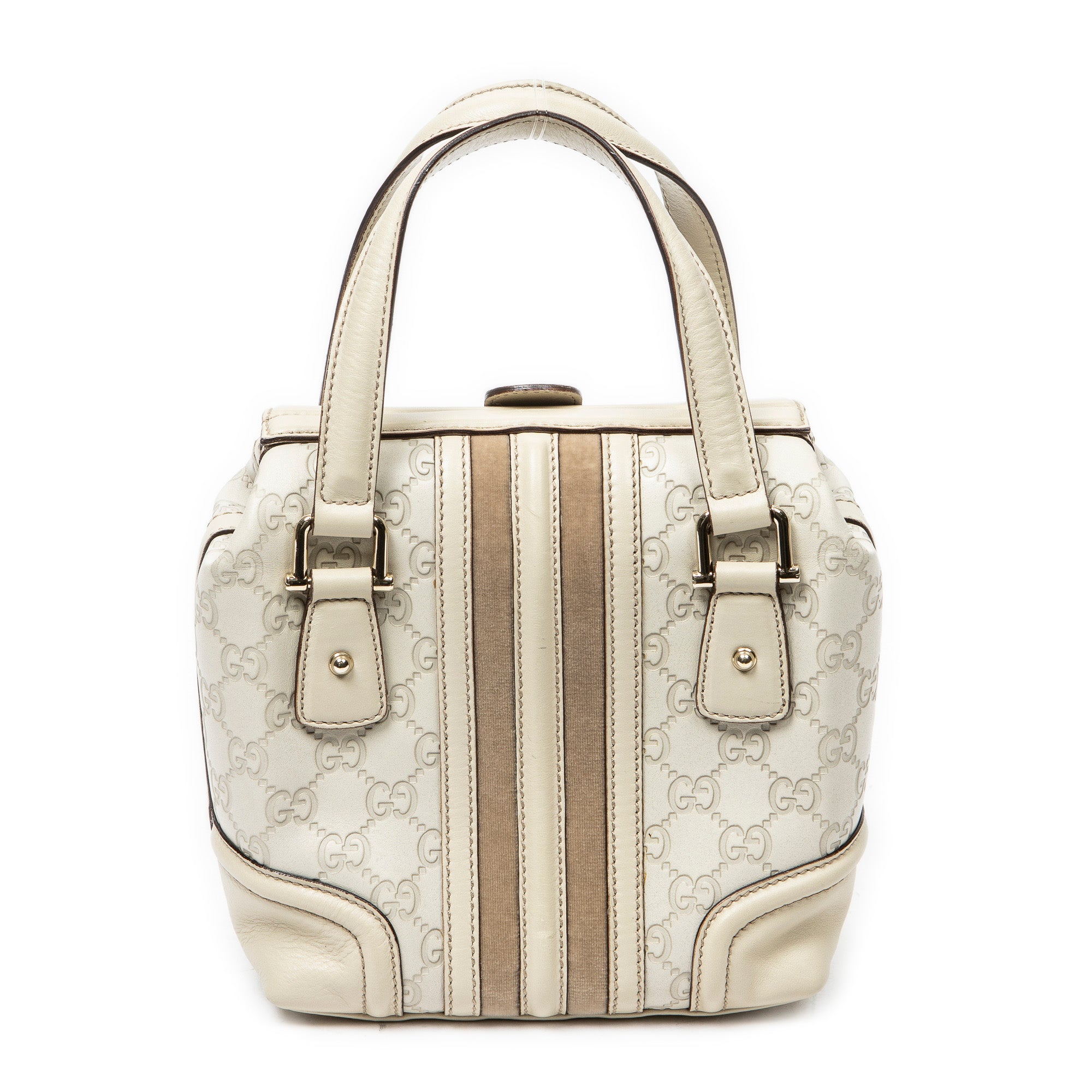 Shoulder Bag Web Treasure Boston Ivory Guccissima Leather