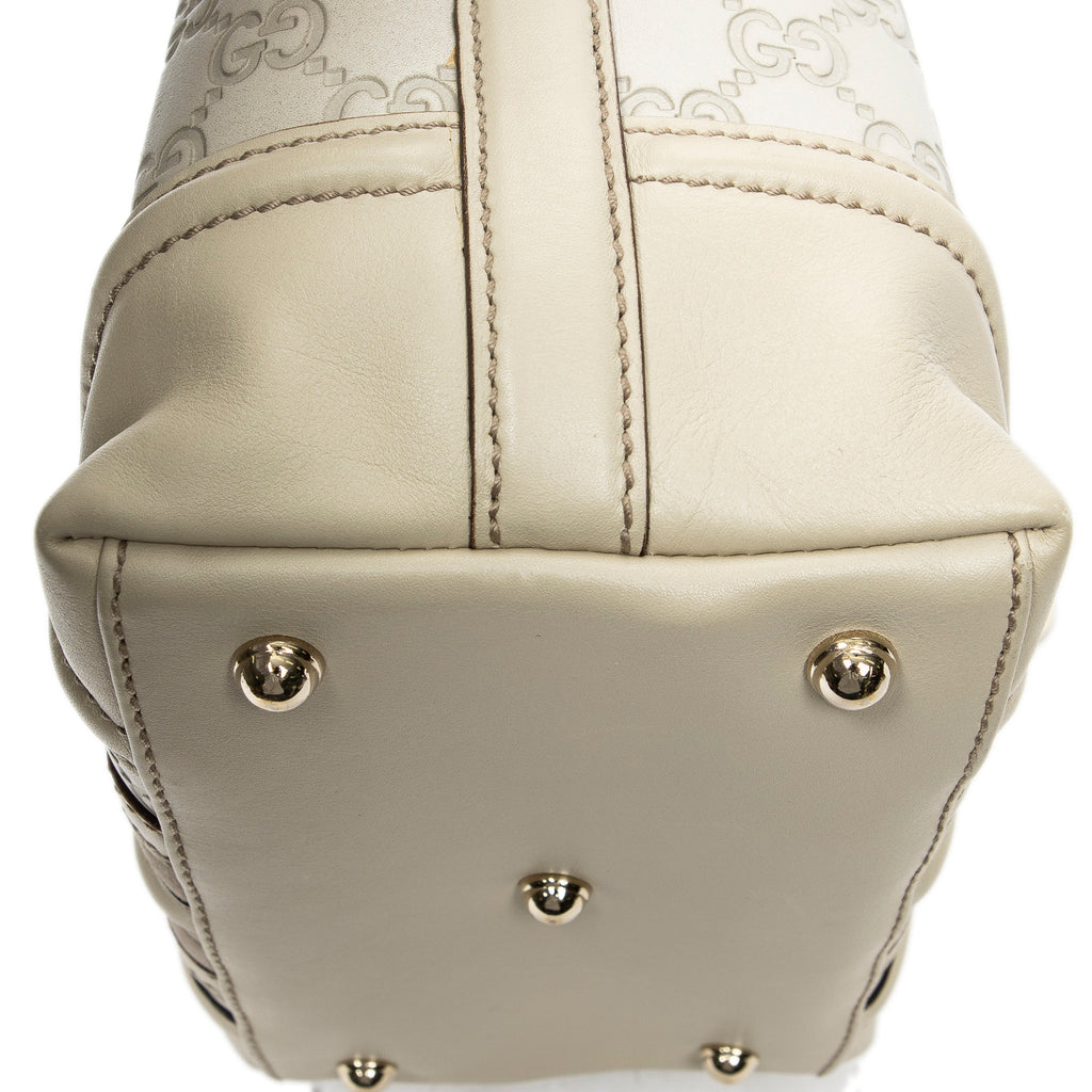 Shoulder Bag Web Treasure Boston Ivory Guccissima Leather