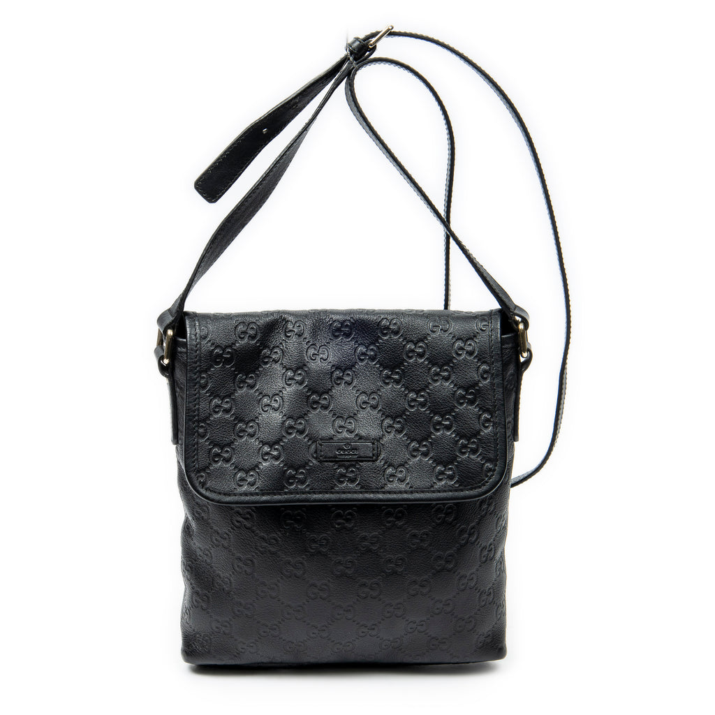 Shoulder Bag Small Flap Messenger Black Guccissima Leather